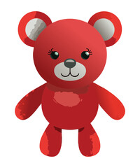 Adorable Red Teddy Bear Illustration Art