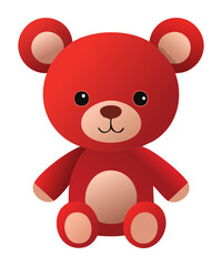 Cheerful Red Teddy Bear Illustration Art