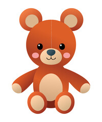Cute Light Brown Bear with Red Details