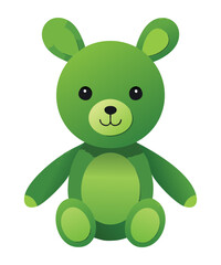 Solid Color Green Bear Illustration