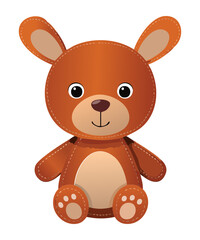 Cute Stitched Brown Teddy Bear Illustration