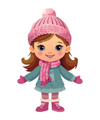 Sweet Little Girl Winter Outfit Drawing