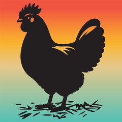 Chicken silhouette, Chicken vector isolated illustration