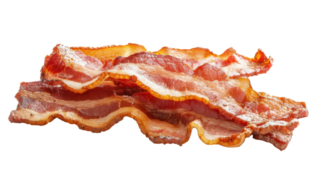 grilled or roasted bacon isolated on white or transparent png