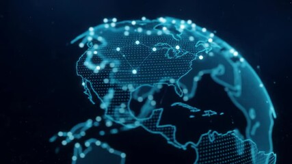 Abstract blue network globe, technology connection of digital data and communication. - Powered by Adobe