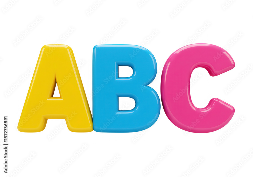 Poster the colorful abc letters are isolated on a transparent background in a 3d render