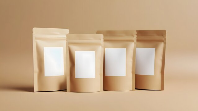 Empty Beige Stand-up Pouches for Packaging