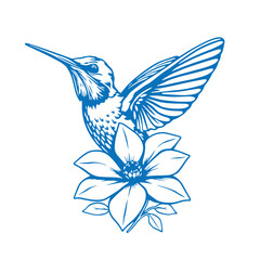 Hummingbird feeding on flower vector design concept illustration.
