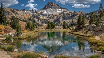 Fototapeta premium Majestic Mountain Lake Reflection in Autumn