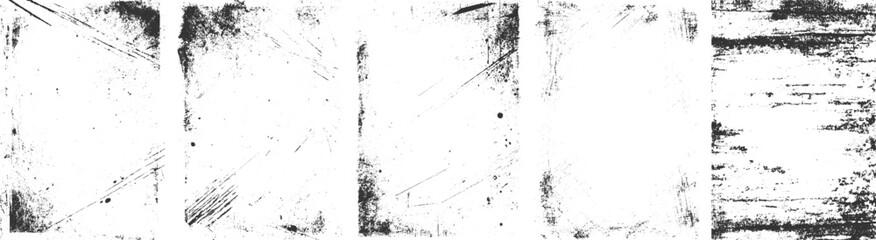 set of grunge frames three vertical banners with of frame black texture. Distress overlay vector textures. transparent background