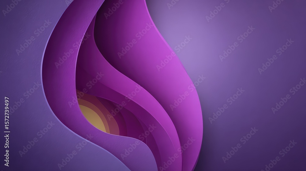 Poster abstract geometric purple shapes layered in d over a smooth gradient background, modern design with 