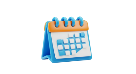 3D Blue and Orange Calendar Illustration