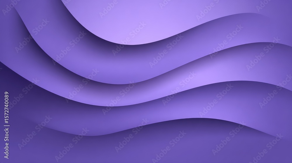 Poster abstract purple background with layered curves and soft shadows, elegant and minimal layout