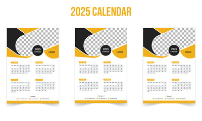 Simple 2025 wall calendar design, 3 page calendar design template