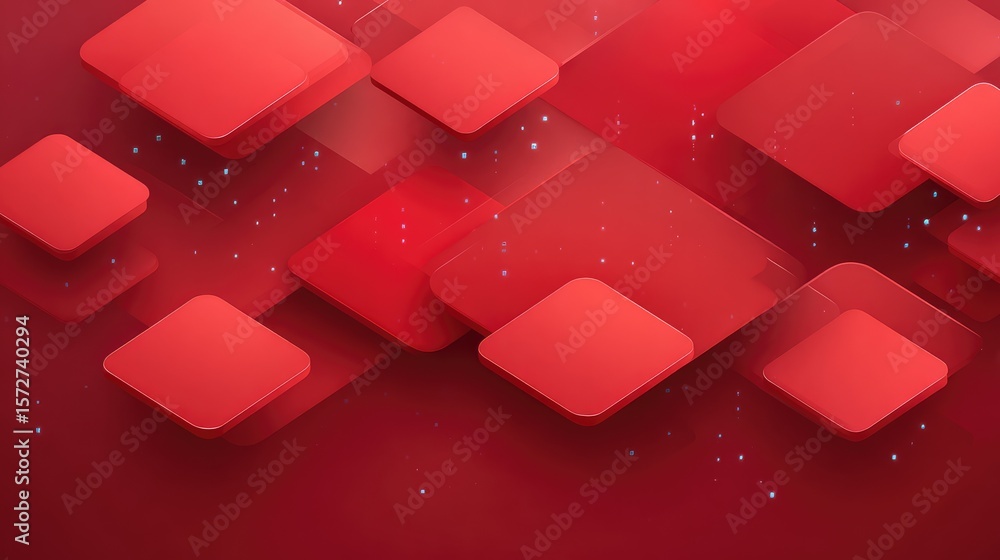 Poster abstract red background with d cube shadows and gradients forming modern tech design with center cop