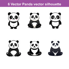 Obraz premium panda black silhouette vector, Simple silhouette Design vector,A silhouette panda bear vector