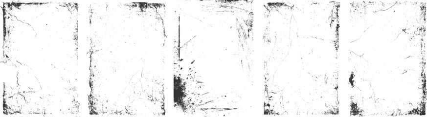  Set of black grunge frames transparent Distorted grunge isolated. Overlay distress texture effect. grunge transparent background