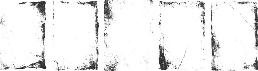 Grunge Black and White urban vector texture Frames.  abstract textures on white for design, transparent background