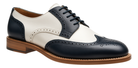 Two-tone spectator brogues with contrasting white and navy leather