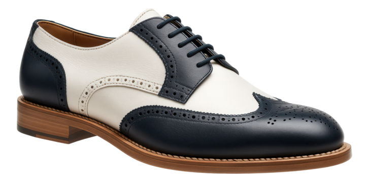 Two-tone spectator brogues with contrasting white and navy leather