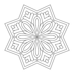 Hand Mandala Design App for coloring book page, Vector illustration