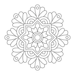 Simple Symmetrical Mandala Creator for coloring book page, Vector illustration