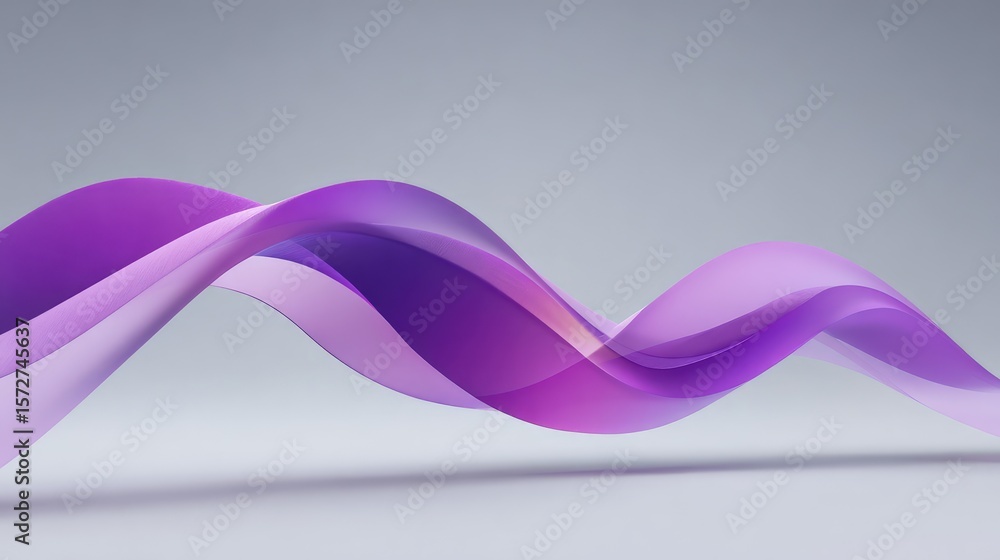 Poster dynamic d purple wave ribbons twisting over a smooth gradient background, modern design with copy sp