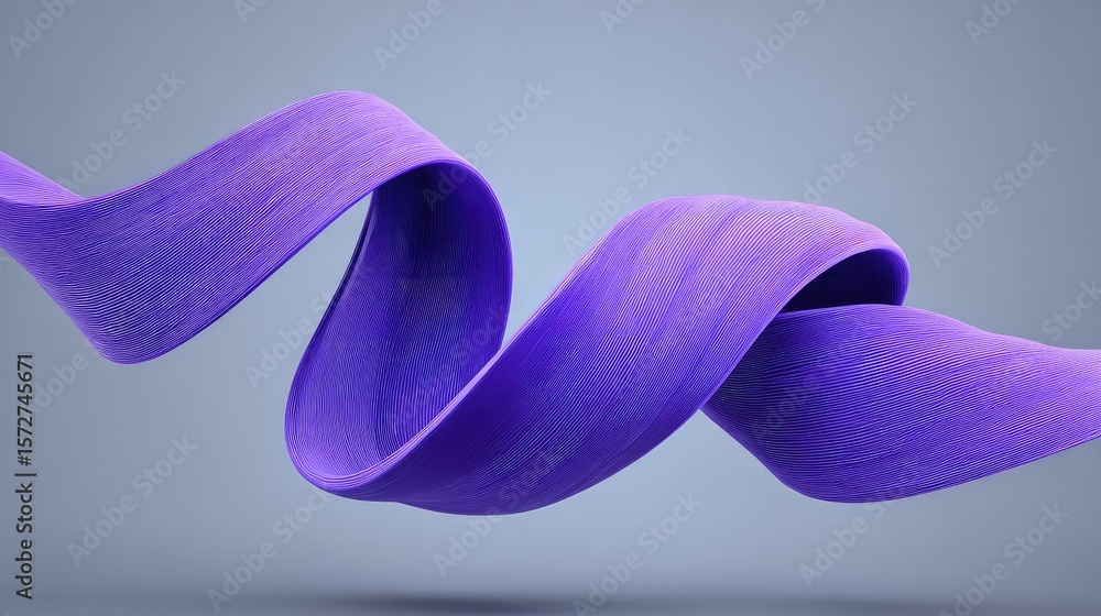 Poster dynamic d purple wave ribbons twisting over a smooth gradient background, modern design with copy sp