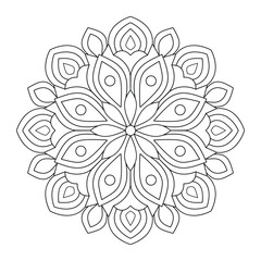 Simple Artistic Mandala Drawing Tool for coloring book page, Vector illustration