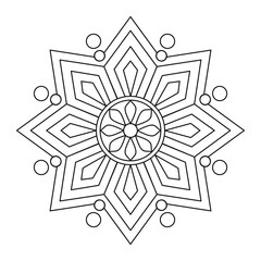 Simple Mandala Drawing, Easy Floral Pattern, Vector illustration