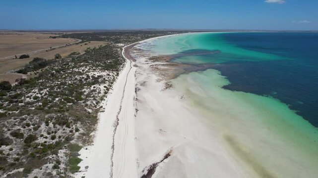 Aerial view of Hardwick Bay and Longbottom Beach, Australia.