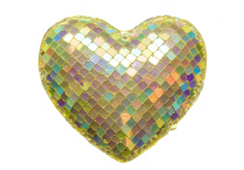 A golden heart with sequins and glitter, isolated on white, symbolizing love and romance isolated on transparent background