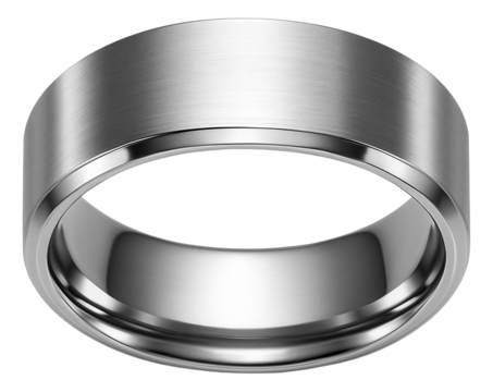 Minimalist titanium ring with a brushed surface and beveled edges