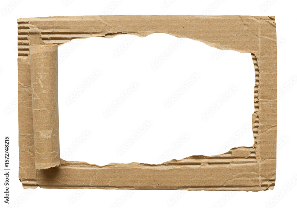 Aufkleber a torn cardboard frame with a rough texture provides an empty space for creative designs isolated on