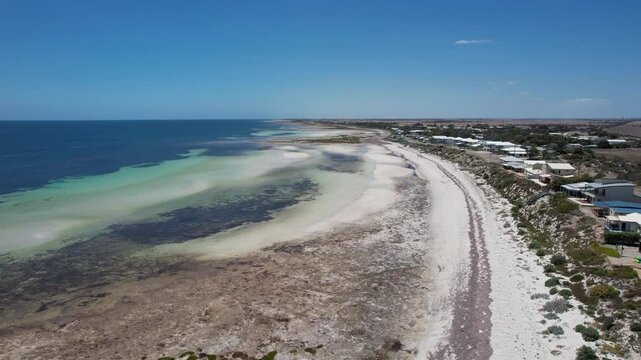 Aerial view of Hardwick Bay and Longbottom Beach, Australia.