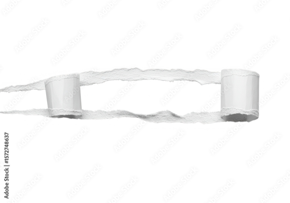Poster a torn white paper with a rough edge and a hole is isolated on a transparent background