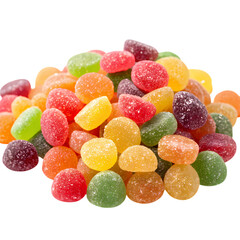 A Colorful Heap of Fruity Gummies isolated on transparent baackground