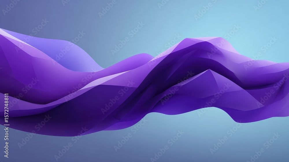 Aufkleber geometric purple wave design with polygons and gradients forming a flowing abstract surface