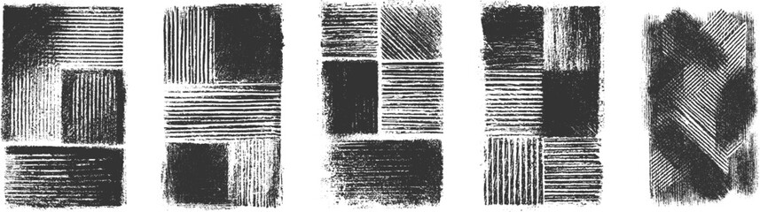 
abstract - grunge texture set, Monochrome texture irregular graphic elements. transparent background.