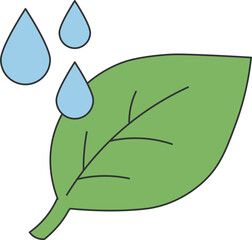 Water Droplets on Leaf Illustration