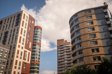LONDON- High rise buildings in North Acton- an area in West London comprised of many modern tall apartment buildings