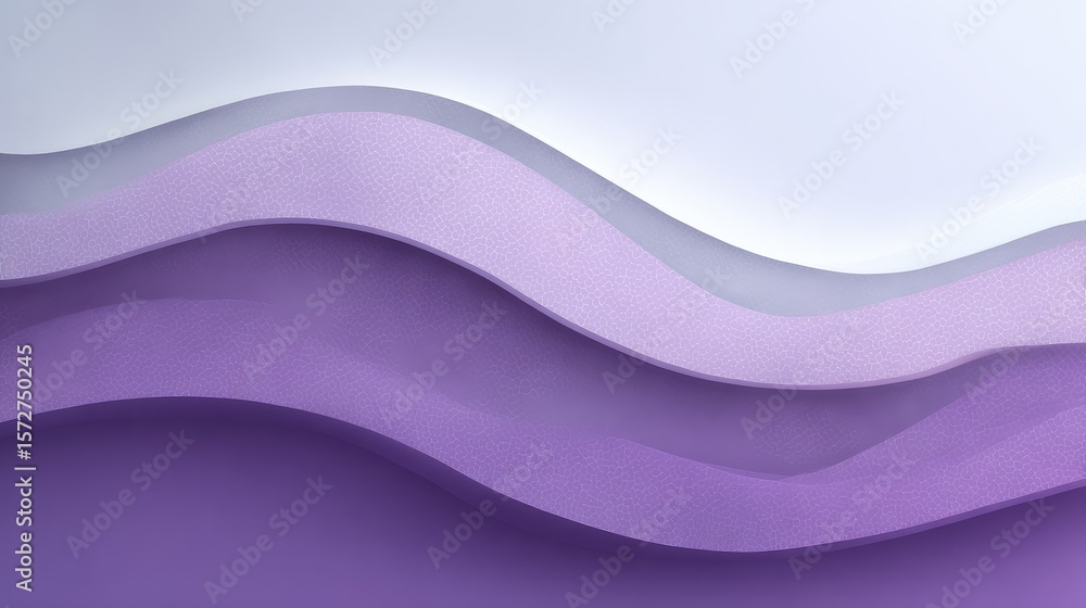 Poster layered purple waves with mesh pattern and soft shadows creating depth on clean white background