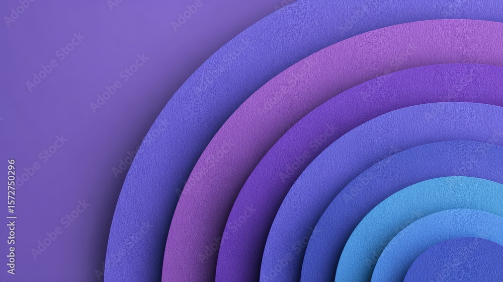 Poster layered soft paper shapes in violet hues stacked in a d illusion style over blank backdrop