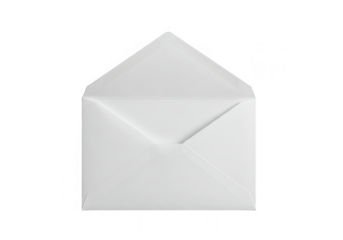 An open white envelope awaits a message, symbolizing communication and correspondence isolated on transparent background