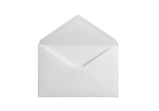 An open white envelope awaits a message, symbolizing communication and correspondence isolated on transparent background