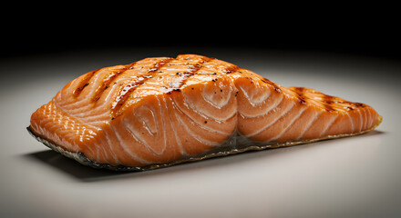 Grilled Salmon Fillet on White Background
