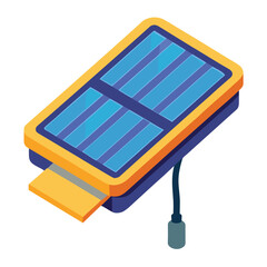 A solar charger for devices, isolated on a clean white background, for renewable energy, portability, or eco-friendly tech.