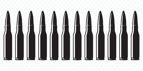 high-definition military bullet silhouette vector, detailed ammunition graphic for defense and security use