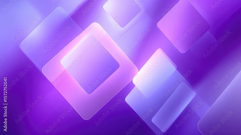 Poster modern purple background with layered translucent rectangles and soft blur, open area in middle