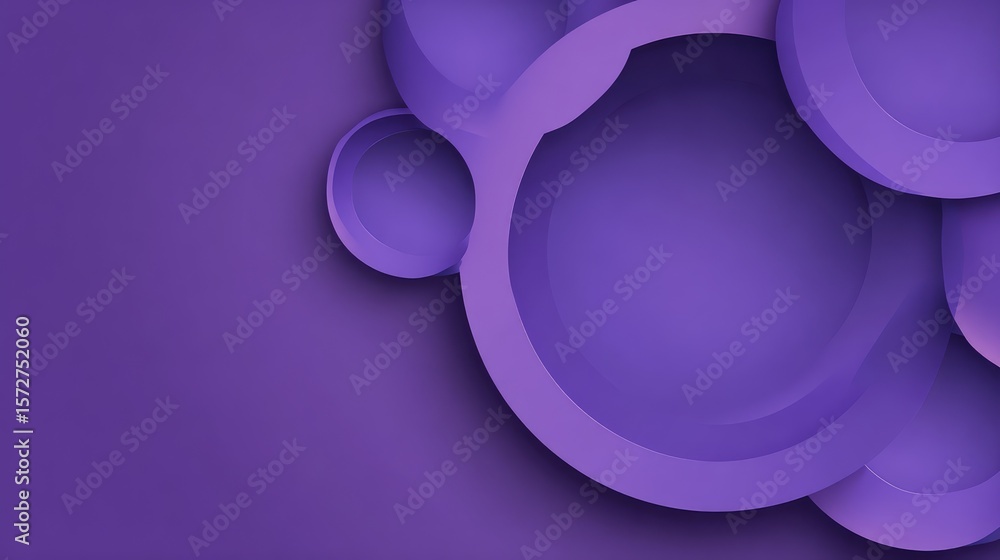 Poster modern purple background with overlapping transparent circles and gradient edges, open middle